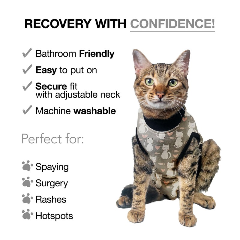 Bellyguard Cat Recovery Suit Female and Male, Comfy Onesie After