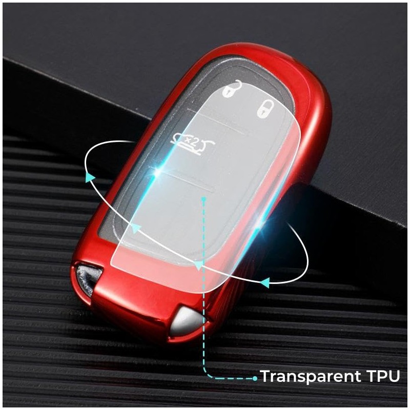 QZXIAOGU Compatible with Dodge Key Fob Cover with Keychain Soft