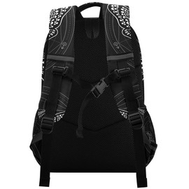 MNSRUU Laptop Backpack with Chest Strap, Gothic Black Skull Moth School Backpack, Travel Hiking Backpack for Boys Girls Teen Adult, Rucksack, Knapsack