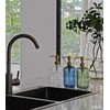 JASAI 18Oz Blue Glass Soap Dispenser with Golden Pump, Refillable
