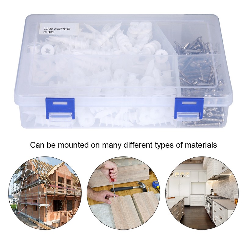 240pcs Expansion Anchors Nylon 304 Stainless Steel Screw Expansion Screw