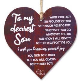 CARISPIBET Dearest son | cute and inspiring decorative sign, hanging ornament, in heart shape 5" x 5"