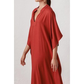 L-Peach Women's Summer Kaftan Maxi Long Beach Dress Pareos Beach Shirt Swimwear Bikini Cover Ups, b fireclay brick