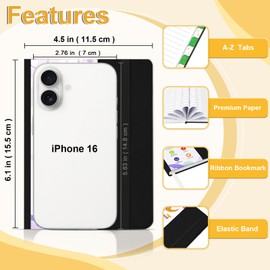 Password Book with Alphabetic Tabs, Small Password Book 11.5 x 15.5 cm, Password Notebook for Storing Your Account Data, Hardcover Password Books for Home and Office - Black