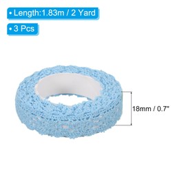 PATIKIL 0.7" Wide 2 Yards Self-Adhesive Lace Tape Lace Ribbon, 3 Pack Cotton Washi Trim Stickers Masking for Craft Scrapbooking DIY Card Making, Blue