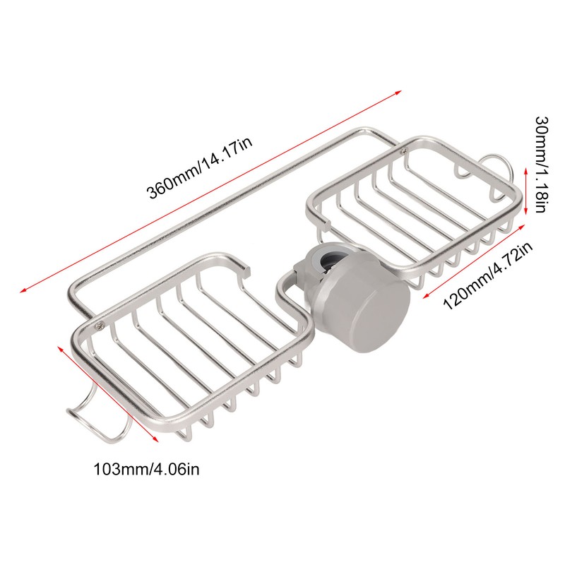 Faucet Storage Shelf Aluminum Plastic Two Containers with Towel Rod