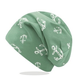 Glamexx24 Long Classic Beanie Hat for Spring: Men and Women Hat Women's Winter Wool Hat Men Unisex Long Classic Beanie Hat for Spring, Autumn and Winter with Anchor Pattern, Army Green