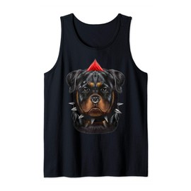 Rottweiler Dog in Punk Rock Style Tank Top