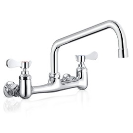 BZIMAK Wall Mount Commercial Sink Faucet with 8" Swivel Spout, 8" Center Wall Mount Kitchen Faucet, Dual Handles Brass Utility Sink Faucet for Laundry Room Restaurant