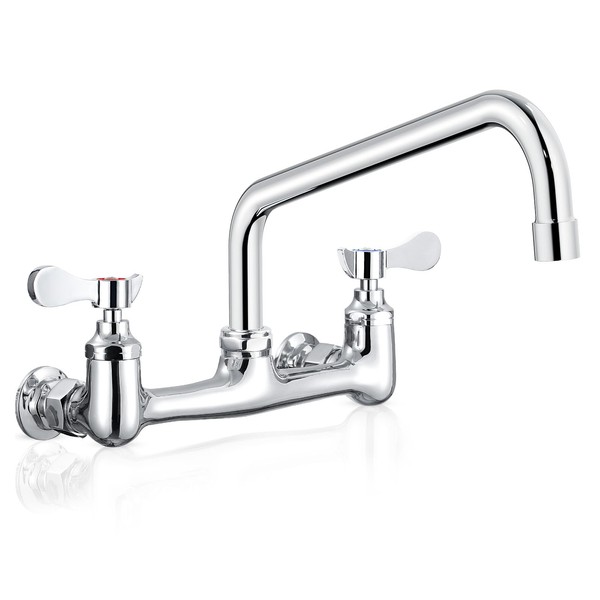 BZIMAK Wall Mount Commercial Sink Faucet with 8" Swivel Spout,