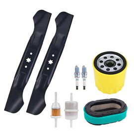 joytrace 46 Inch Mower Blades and Oil Change Kit Compatible with Cub Cadet XT1-LT46 - Includes High-Lift Blades 942-04244A Air Fuel Filters Spark Plugs