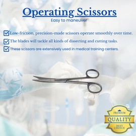 Operating Scissors 4.5" Nursing Shears Straight + Curved Blades Made of High Grade Stainless Steel Surgical Medical Vet Instruments (Sharp/Sharp (Curved))