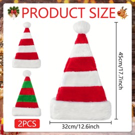 Pack of 2 Christmas Hat, Hat with LED Light, Christmas Hats, Santa Hat, Santa Hat, Christmas Hat, LED Hat, Santa Hat, Christmas Hat, Striped Design for Children and Adults