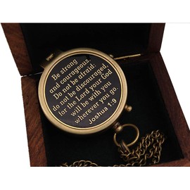 Be Strong And Courageous, Joshua 1:9, Solid Brass Directional Engraved Compass, Baptism Gifts for Boys Girls, First Communion, Christian Gifts for Men, First Confirmation Gifts for Boys Catholic Gifts