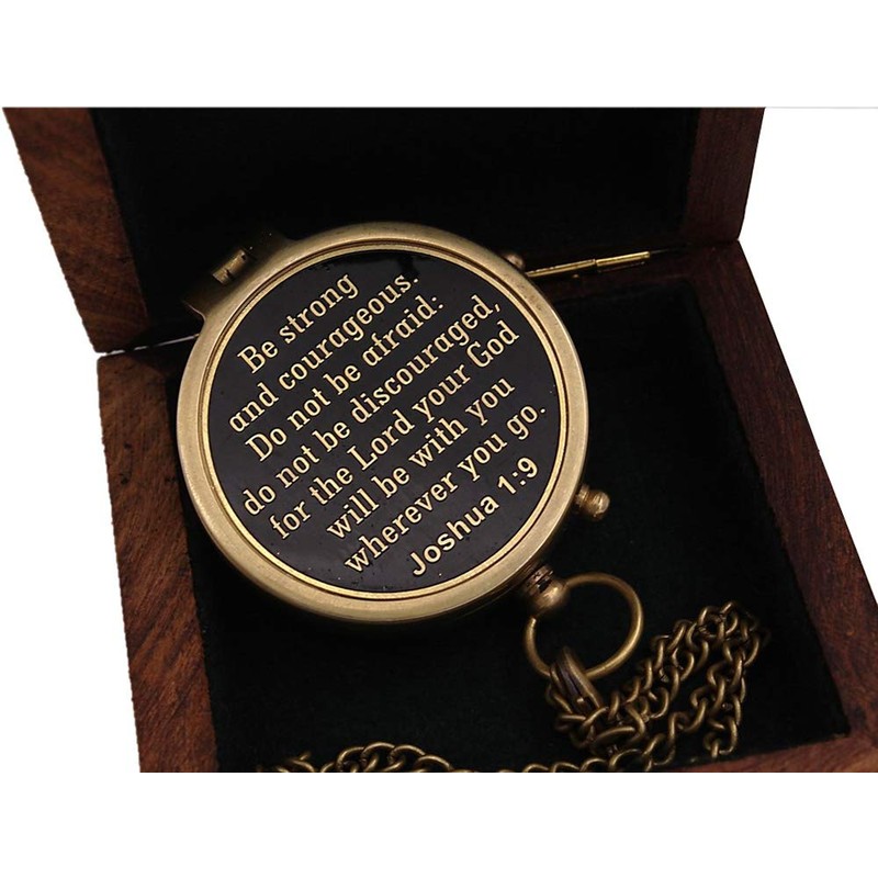 Be Strong And Courageous, Joshua 1:9, Solid Brass Directional Engraved