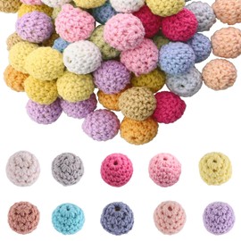 Canollo Dummy Chain Make Your Own Set, 20 Pieces Wooden Beads for Threading, Colourful Crochet Beads, 16 mm Wooden Balls with Hole, DIY Dummy Chain Beads Craft Set, Crochet Beads for DIY Jewellery