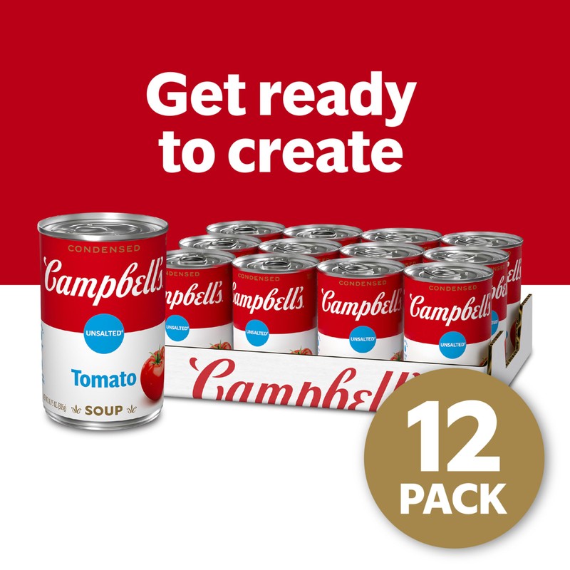 Campbell's Condensed Unsalted Tomato Soup, 10.75 oz Can (12 Pack)