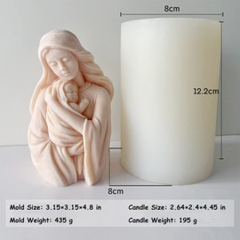 ZAKVOOR 3D Virgin Holding a Child Candle Mold Resin Casting Silicone Mold for DIY Aromatherapy Candles Wax Plaster Polymer Clay Decoration