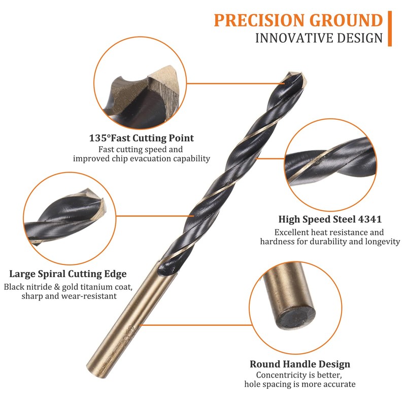 Misuyue 6pcs Metal Drill Bits, 5mm HSS Drill Bit Sets,