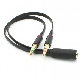 xiwai Black Dual 3.5mm Male to Single Female Headphone Microphone Audio Splitter Cable for Cell Phone & Tablet & Laptop
