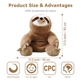 AmyToo 4.5 lbs Weighted Stuffed Animals, 25 Inch Sloth Stuffed Animal, Weighted Sloth Plush, Toy Gifts for Kids & Adults, Brown