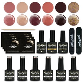 TOUGH GIRLS | 6-Pack Gel Nail Polish Kit | Includes Soak-off UV Gel Color Coats, Base Coat, No-wipe Glossy & Matte Top Coats, Nail Buffer, Cuticle Sticks, Nail Files, & Nail Wipes (6-Pack Kit | Color Combo 3)