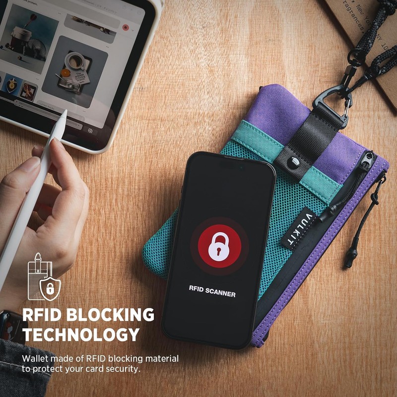 VULKIT Cartera de viaje con bloqueo RFID para hombres y