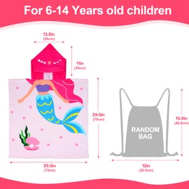 JORAKI Children's Bath Towels, Microfibre Bathrobe, Bath Poncho, Beach Towel, Kids, Ultra Soft and Absorbent Towel with Hood for Girls, Boys, Teenagers, 6-14 Years Old