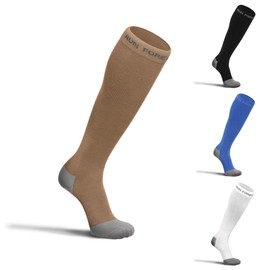 Run Forever Sports Calcetines de compresión para hombres y mujeres, 20-30 mmHg grado médico graduado medias, Beige, Large