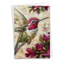 NobleWorks - Thank You Paper Card with 5 x 7 Inch Envelope (1 Card) Bold Birds-Hummingbird C10347ATYG