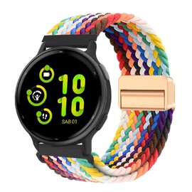 Braided-Bands Compatible with Garmin Vivoactive 6/Vivoactive 5/Vivoactive 3/Vivomove/Venu Sq/Venu 2 Plus/Forerunner 55/158/165/245/645 - 20mm Sport Stretchy Adjustable Replacement Strap for Galaxy Watch 7 6 5 4