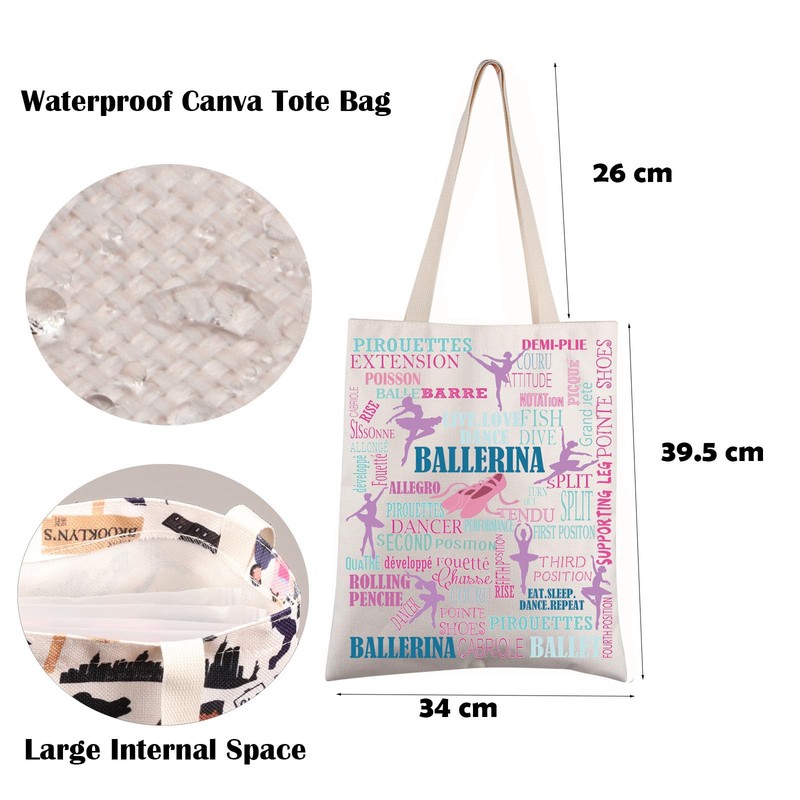 FEELMEM Ballerina Ballet Tote Bag Ballet Lovers Gift Ballet Canvas