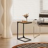 FDW C-Shaped End Table Wooden Top Side Table Adjustable Feet