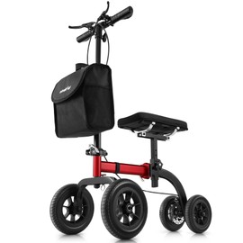 Knee Walker, Knee Scooter for Adults for Foot Surgery with Breathable Soft Knee Pad, New Upgraded Disc Brakes,10" Big Wheels, Broken Foot, Ankle Injury, Better Alternative to Crutches, Red