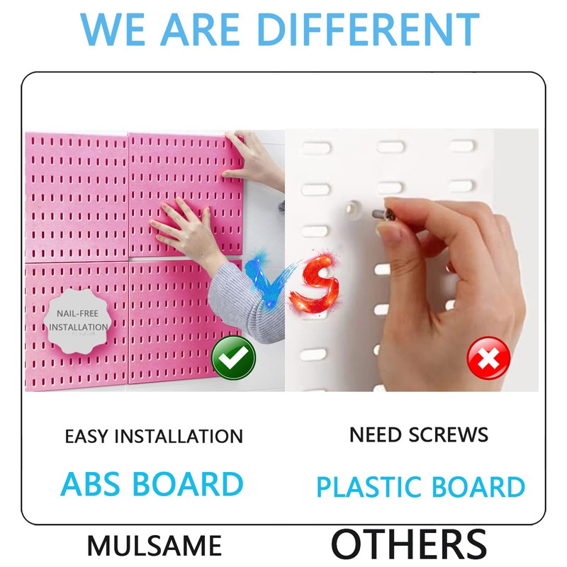 MULSAME Pegboard Combination Kit, 25.2" x 25.2" Wall Mounted Storage