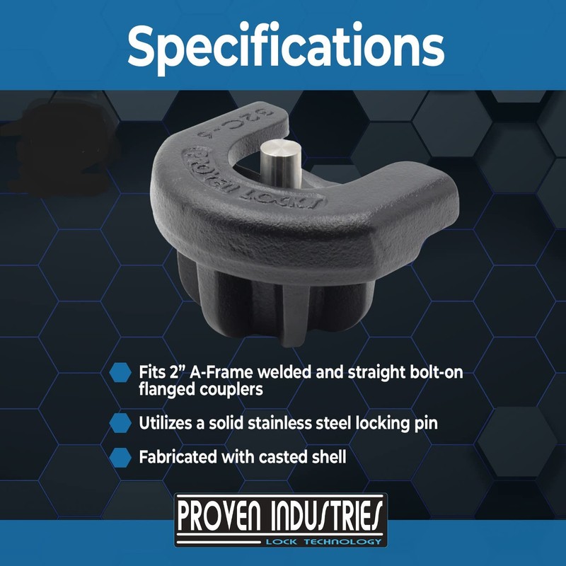 Proven Locks Model S175: 2 inch Trailer Hitch Lock, Fits