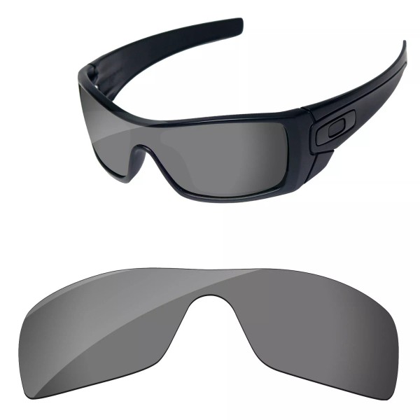Oakley Lenslog Black Chrome Mirror Polarized Replacement Lenses For-Oakley Batwolf