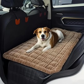 Glamesviehjkln Backseat Pet Bed Mat, Dog Bed for Car Back Seat, Soft & Fuzzy Dog Seat Covers, Non-Slip Travel Pet Mat, Fit for Backseat Extenders and Trucks SUVs(Coffee, 60 * 137cm)