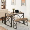 VECELO Wood Dining Table Set for 4 with Bench Kitchen
