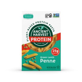 Ancient Harvest Gluten-Free Plant-Based High-Protein Vegan Pasta, Green Lentil and Quinoa Penne, 8 Ounce (Pack of 6)