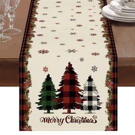 Table runner Christmas decoration, table decoration Christmas table runner winter, Christmas tree, snowflake Christmas table runner, washable for kitchen, bar, dining table decoration Christmas