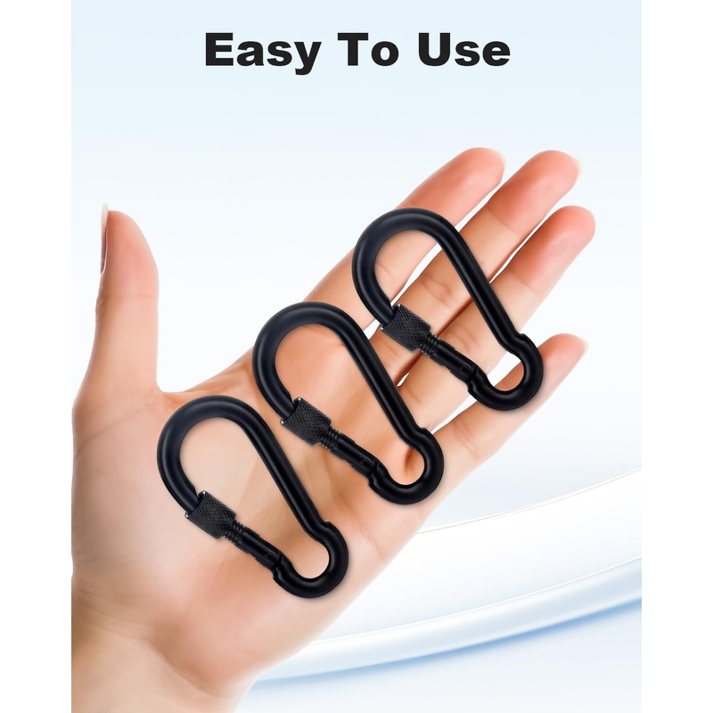 Mixiflor 3.15" Carabiner Clips, 6 Pack Locking Carabiner Hooks Spring