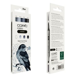 Copic Ciao Shade Set Dark Cool Grey, 3 Twin Markers with One Medium Width and One Brush Tip, Includes Multiliner Cool Grey 0.5 mm