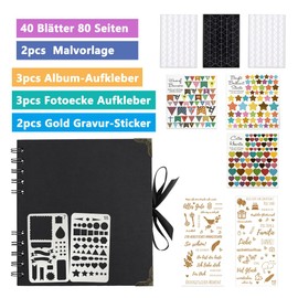 KASZOO 21 x 21 cm DIY Photo Album 80 Black Pages Can Be Used as a Graduation Gift, Birthday Gift, Wedding Anniversary Gift