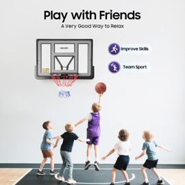 DYRABREST Wall Mounted Basketball Hoop, Heavy-Duty Backboard with Spring Rim Net Outdoor Indoor Goal for Driveway Backyard