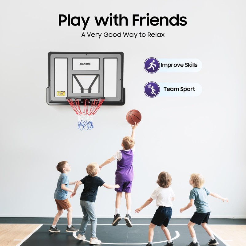 DYRABREST Wall Mounted Basketball Hoop, Heavy-Duty Backboard with Spring Rim