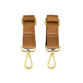 FAWN DESIGN The Stroller Hooks 2 Pack, Stroller Clips for Stroller Caddy with Faux Leather Stroller Straps and Bag Hooks, Fit Most Strollers, 4.5x1x1 inches, Tan