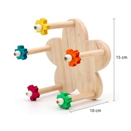 1PCS Wooden Rotating Ferris Wheel Bird Toy with Perches,Wooden Spinning Parrot Toys with 5 Colors Flower Perches Stand for Chew Play Exercise, Lovebirds Parakeet Cage Accessories