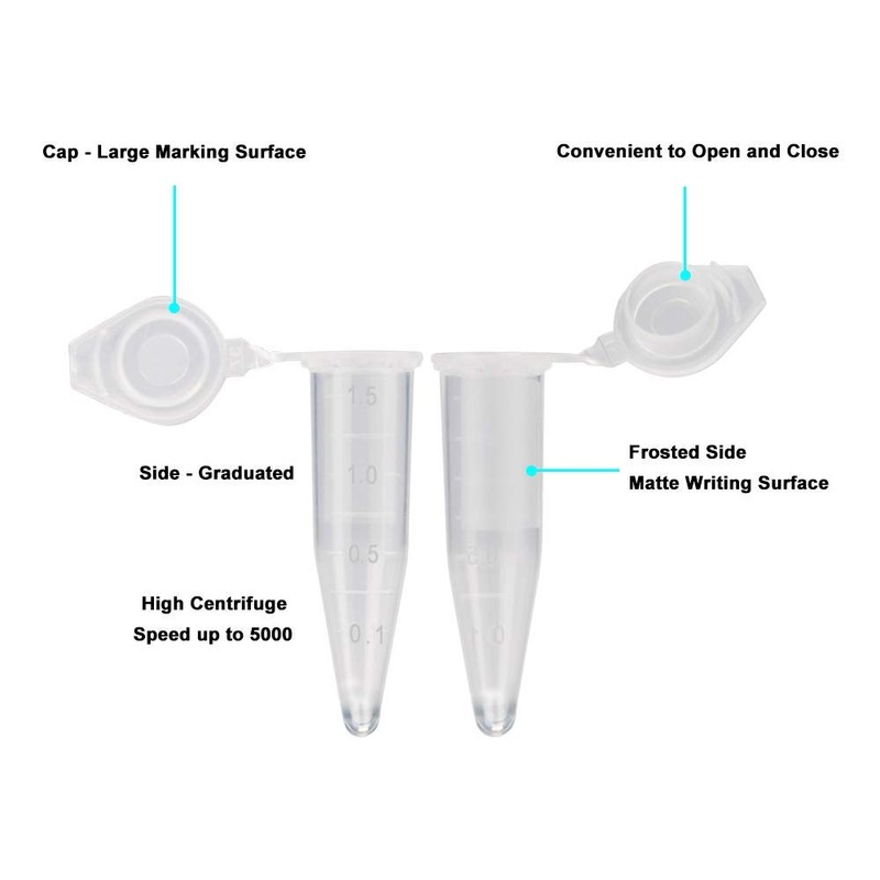 StonyLab Micro Centrifuge Tubes, 1.5ml Polypropylene Graduated Clear Plastic Centrifuge