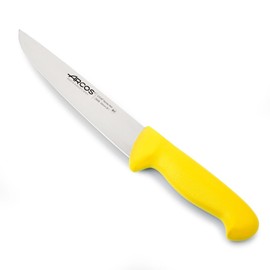 Arcos Serie 2900 - Coltello Scannare Coltello Macellaio Coltello Bistecca - Lama Acciaio Inossidabile Nitrum 200 mm - Manico Polipropilene Colore Giallo